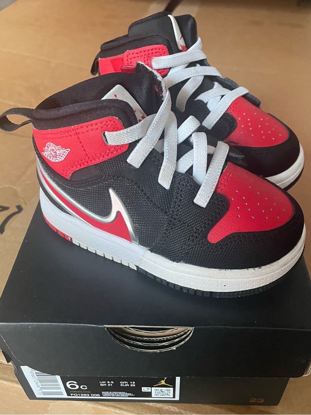 Nike Kids High-Top Sneakers in Black & Red with White Accents